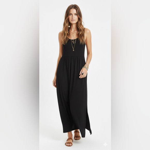 a new day Dresses & Skirts - A NEW DAY Black Knit Sleeveless Side Slit Maxi Dress with Pockets Small